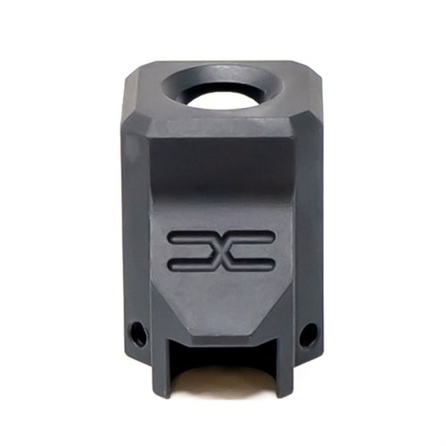 Enhance your Glock® 43 with the Faxon EXOS-523 Compensator, reducing recoil and muzzle climb with its unique angled port design for improved shooting consistency.