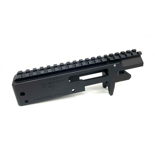 Upgrade your Ruger® 10/22® with the OPENTOP 11/22 Stripped Receiver, featuring a shorter front pic rail, CNC machined aluminum, and easy access for maintenance.