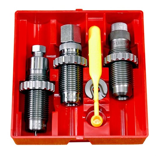 The Lee Precision 9x21mm Steel 3-Die Set includes essential dies for full length sizing, bullet seating, and powder expanding, perfect for precision reloading.