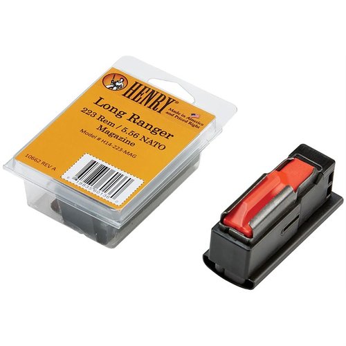 Ensure reliable performance with the Henry Long Ranger 5rd magazine, designed for 223 Remington/5.56x45 NATO, perfect for quick reloads and seamless shooting.