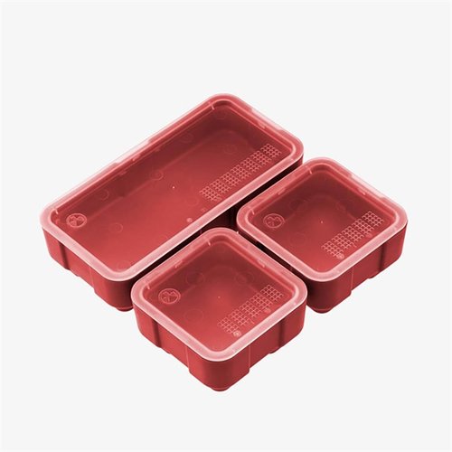 Organize your gear with Magpul DAKA Bins; stackable, durable, and designed to nest in DAKA GRID Panels, featuring transparent lids for easy identification.