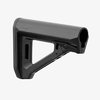 The MAGPUL MOE RL Carbine Stock features a streamlined design, adjustable LOP from 10.65" to 13.85", improved cheek weld, and ambidextrous M-LOK sling attachment.