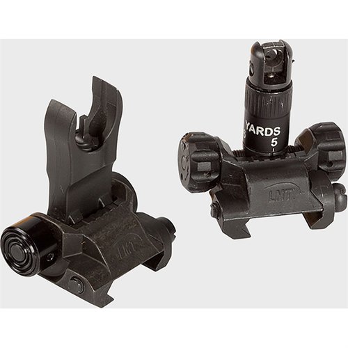 The AR-308 IMPERIAL BUIS KIT features robust front and rear flip sights designed for all conditions, with safety flex and 800-yard precision.