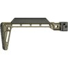 The MIDWEST INDUSTRIES Minimalistic Side Folding Stock features a robust steel mechanism, adjustable folding, and a comfortable design with QD sling attachments.