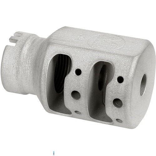 The ALPHA TANK BRAKE features a dual chamber design for reduced muzzle climb, made from durable 416 Stainless with options for Blast or Black Nitride finish.