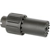 The ALPHA BLAST DIVERTER directs muzzle blast forward, enhancing shooter comfort, made from durable 6061 aluminum with a steel endcap, and weighs only 9.8 oz.