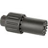 The ALPHA BLAST DIVERTER directs muzzle blast forward, features durable 6061 aluminum construction, and is compatible with M14X1LH threading for enhanced shooting comfort.