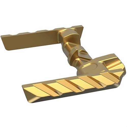 Upgrade your Sig P365 with Tyrant CNC's gold safety lever, crafted from heat-treated stainless steel for durability, featuring extended arms and a complete kit for easy installation.