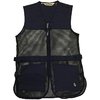 The BOB ALLEN Full Mesh Dual Pad Shooting Vest offers lightweight mesh for ventilation, dual pads for ambidextrous use, and ample storage with bellowed pockets.