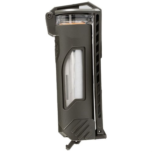 The CellVault-21 securely stores one 21700 or SL-B50 battery, features waterproof protection, a slim profile for MOLLE integration, and easy access with a durable latch.