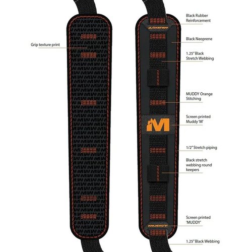 The MUDDY SUMMIT RIDGE Flexible Comfort Sling offers comfort, durability, adjustable length, an Anti-slip Gripper, and quick-detach swivels for easy use.
