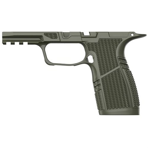 Enhance your SIG P365 X-Macro with the Tyrant CNC Grip Module, featuring a full-length 1913 rail, improved ergonomics, and a flared magwell for faster reloads.