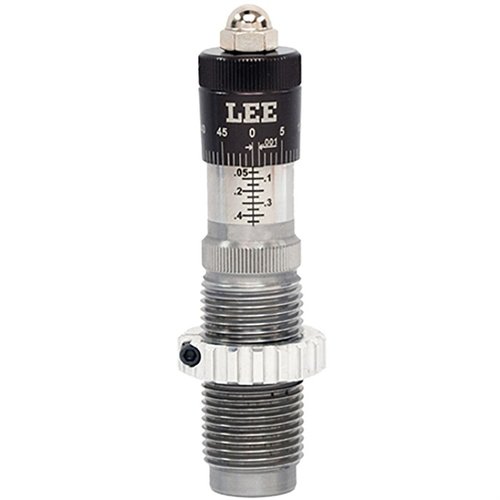 Achieve precise bullet seating with LEE PRECISION's Micrometer Die, featuring dead length seating, a floating bullet guide, and easy-to-read adjustments.