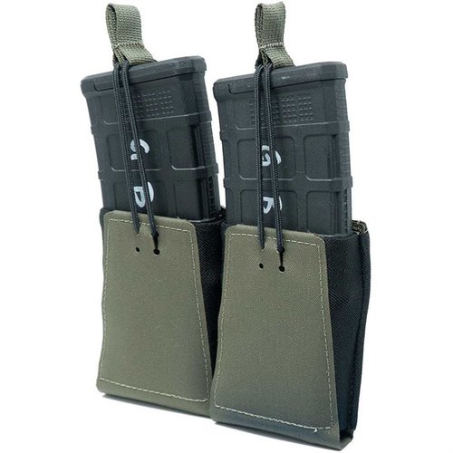 The GBRS Group Double Rifle Magazine Pouch offers MOLLE/BELT compatibility, bungee retention, and a smooth draw for AR-15/AK-47 magazines, all in a compact design.