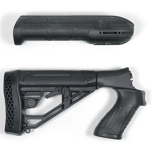Upgrade your Mossberg 500/590/88 with the EX Performance Adjustable Stock & Forend, featuring customizable length-of-pull, durable polymer construction, and accessory rail.