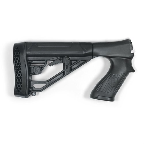 Upgrade your Remington 870 with the EX Performance Adjustable Pistol Grip Stock, featuring a rapid adjust lever, durable polymer, and integrated sling attachments.