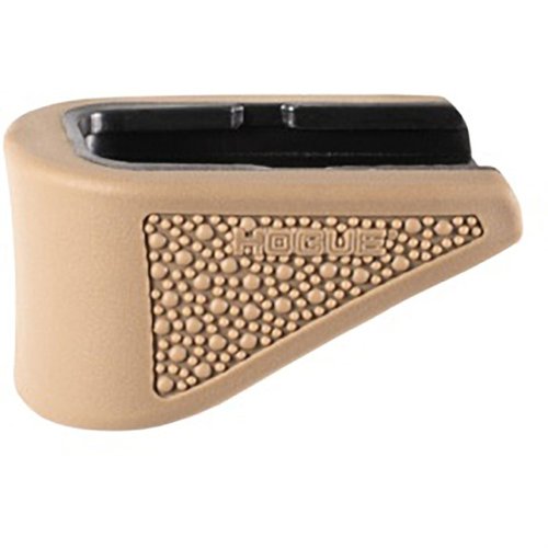 Enhance your Glock 42 with Hogue's OverMolded Grip Extension Pad, offering a secure grip, added finger groove, and protection during reloads for improved handling.