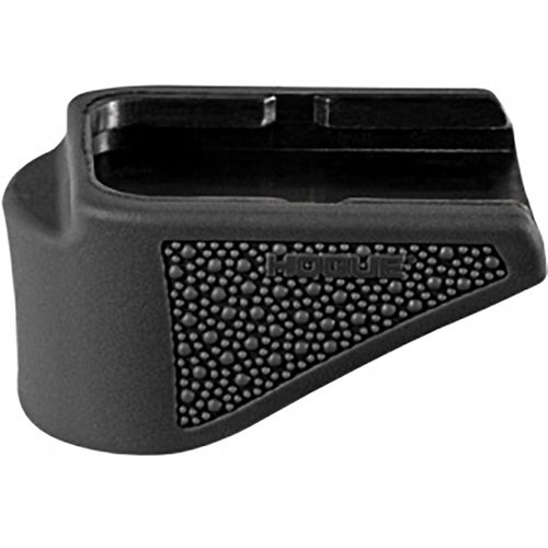 Enhance your Glock 26's grip with the Hogue OverMolded Grip Extension Pad, offering extra finger support, improved control, and rugged protection for your magazine.