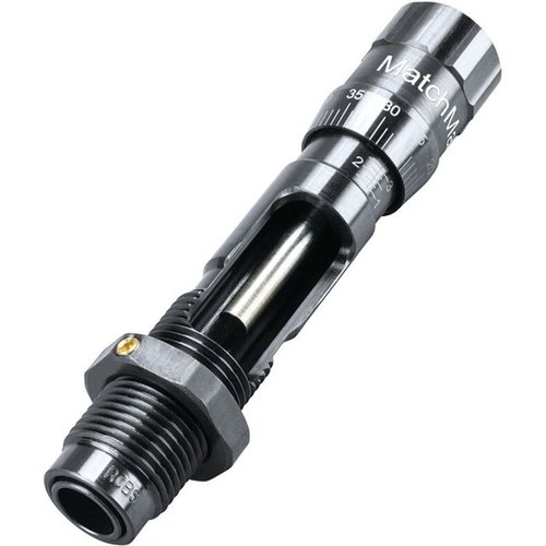 The RCBS Matchmaster Bullet Seater Die offers unmatched accuracy with a bullet retention system, easy adjustments, and a self-centering stem for perfect alignment.