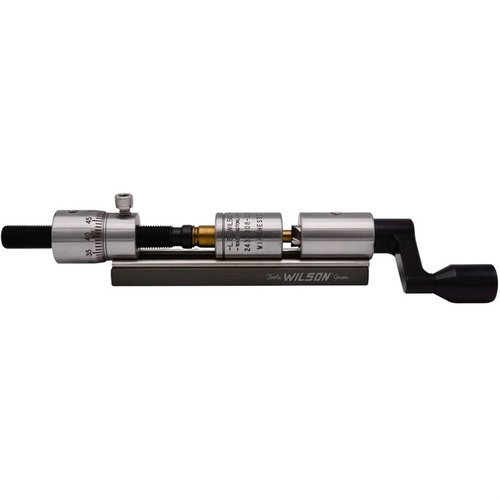 The L.E. Wilson Case Trimmer offers micro-adjustments in .001" increments, a durable TiN-coated cutter, and precision construction for consistent, accurate trimming.