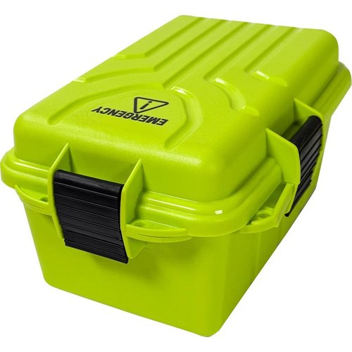 The MTM EB2 Emergency Box features a water-resistant O-ring seal, padlock tabs, and durable high-impact polypropylene for safe, organized storage.
