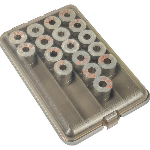 Keep your powder & shot bushings organized with the MTM Bushing Box; features a clear snap-lid for easy access, compact design, and durability.