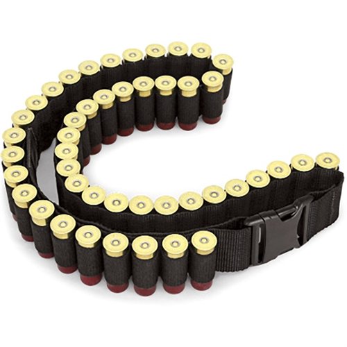The ADAPTIVE TACTICAL Shotgun Bandolier holds 45 shells securely, features durable nylon construction, and is adjustable for quick reloads and heavy-duty use.