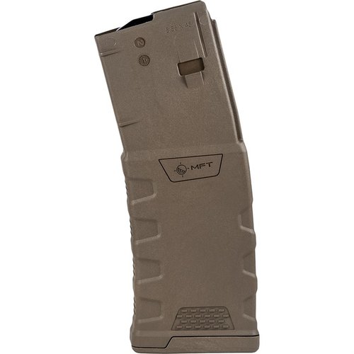 The MFT EXD 5.56x45MM NATO Magazine offers enhanced durability, a ribbed grip, and tool-less disassembly, perfect for AR-15/M4 and various platforms.