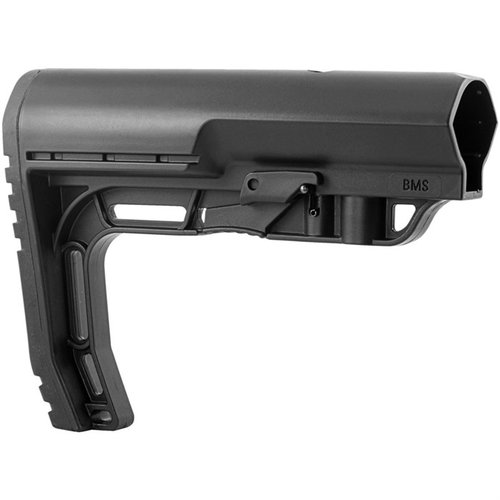 The BATTLELINK Minimalist Rifle Stock is ultra-light at 5.8oz, features a non-slip buttpad for quick presentation, and includes a roll pin for compliance.