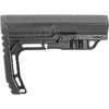 The BATTLELINK MINIMALIST STOCK is lightweight at 5.8oz, offers custom accessory mounts, and features a non-slip buttpad for quick presentation.