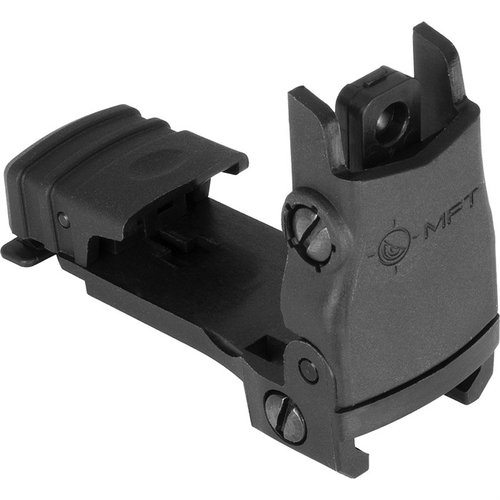 The MISSION FIRST TACTICAL Flip Up Rear Sight features a low-profile design, shroud protection, and dual peep apertures for perfect co-witness on a Picatinny rail.