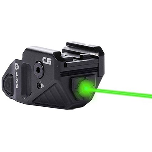 The Viridian C5 Universal Green Laser Sight offers INSTANT-ON tech, SafeCharge convenience, and enhanced holster compatibility in a compact, durable design.