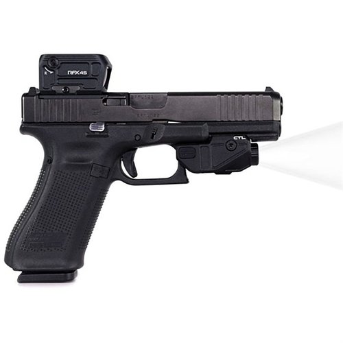 The Viridian CTL Custom 580 Lumen Weapon Light offers compact design, automatic activation, and a rechargeable battery, ensuring optimal performance for Glock 17/19/22/23.