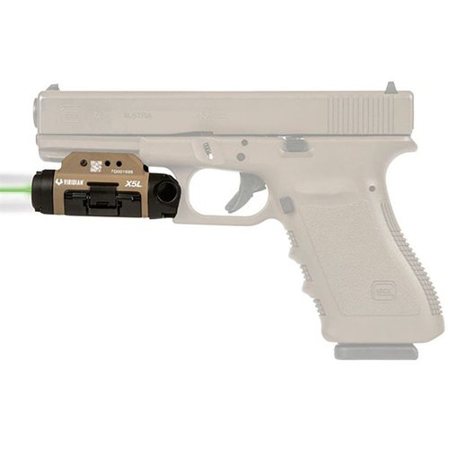 The Viridian X5L Gen 3 features a 5mw green laser, 500 lumen tactical light, INSTANT-ON activation, and fits most full-sized railed pistols for ultimate visibility.