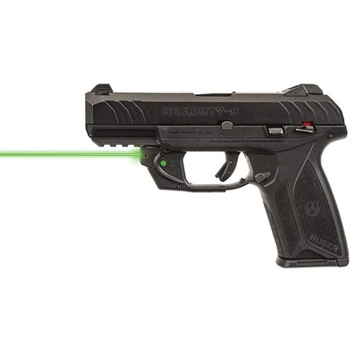 The Viridian E Series Green Laser Sight easily mounts to Ruger Security 9, featuring ambidextrous control, 100-yard range, and easy adjustments for precision.