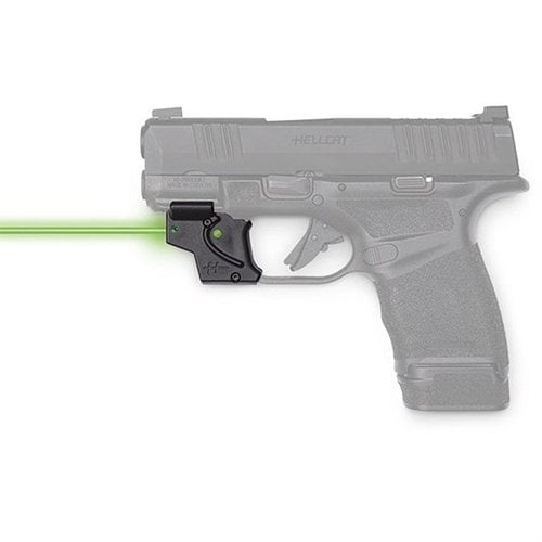 The Viridian E SERIES Green Laser Sight offers easy installation, powerful visibility up to 100 yards, and ambidextrous controls, perfect for your Springfield Hellcat.