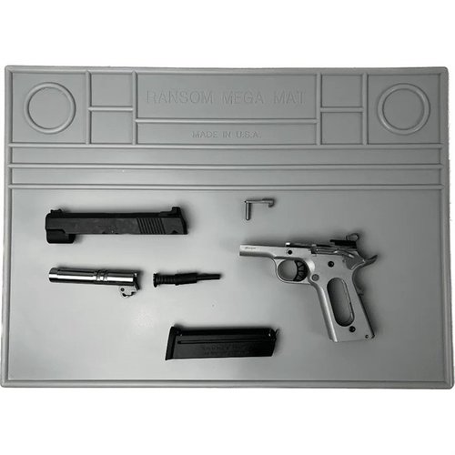 The Ransom Master Mega Mat offers a cushioned, durable surface for gun cleaning and precision work, resistant to solvents and easy to clean.