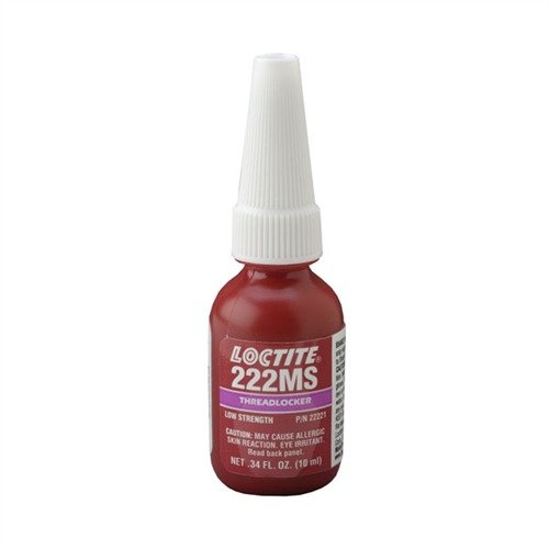 LOCTITE #222 Low Strength Purple Threadlocker secures small screws under 6-32, resists vibration, and allows easy disassembly, perfect for firearm maintenance.