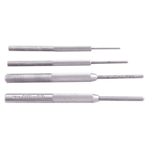The LYMAN Deluxe Roll Pin Punch Set features 4 durable 4140 chrome-moly steel punches, ensuring precision and convenience for all your gunsmithing needs.