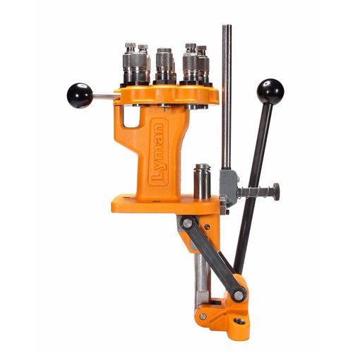 The Lyman Brass Smith 8-Station Turret Press offers a robust design, holds multiple die sets, features a straight-line primer-feed, and is adjustable for both hands.