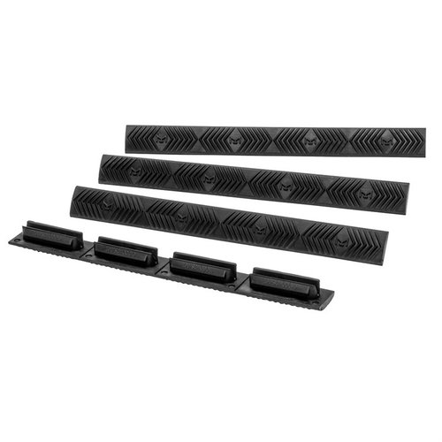 Enhance your M-LOK hand guards with ERGO's WedgeLoK Slot Cover Grips, featuring a non-slip surface, low profile design, and protection for unused slots.