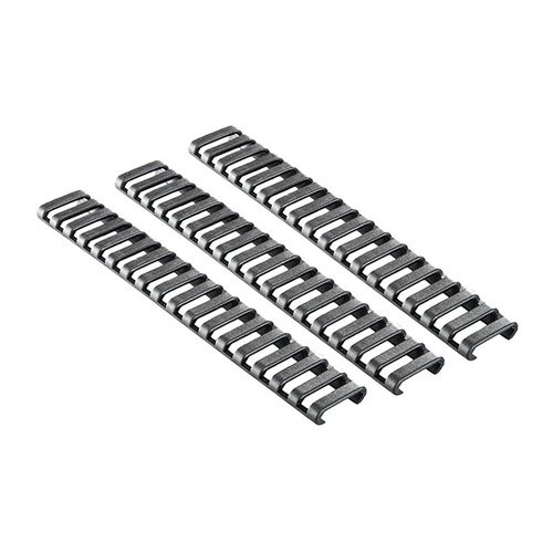Protect your Picatinny rail and hands with the Ergo 18-Slot Ladder Rail Cover 3-pack; trim for a custom fit and enjoy a rubbery grip for better control.