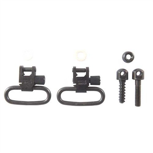 The Uncle Mike's SS BL Loop Swivel Set features a fail-safe design with quick detachment and positive locking, ensuring secure and reliable performance.