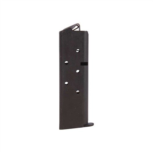 Enhance your Colt Government .380 and Mustang Plus II with this 7-round magazine, featuring a durable blued steel construction and a flush-fit welded base.