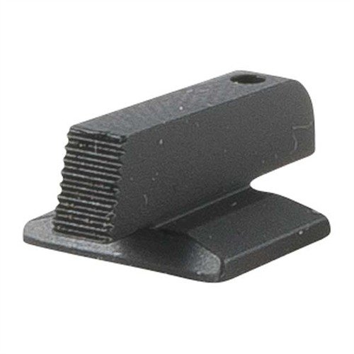 .180" height CNC machined steel dovetail front sight offers snag-free holstering and glare reduction with a serrated black face; requires 65° x .330" dovetail cutter.
