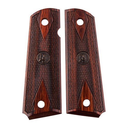 Upgrade your 1911 with Pachmayr's American Legend Grips, featuring elegant checkering, a distinctive rosewood finish, and compatibility with ambidextrous safeties.