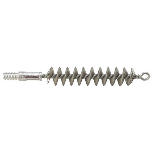 The HOPPES Tornado Brush features a non-bristle design for scratch-free cleaning, springy wire for durability, and self-cleaning action, perfect for .35/9mm rifles and handguns.