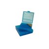 The MTM Case-Gard Flip Top Pistol Ammo Box holds 100 rounds of 41 LC-45 Long Colt, offering durable protection and easy access for your shooting needs.
