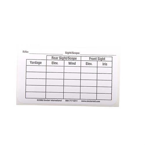 The Sinclair Sight/Yardage Labels pack includes 25 durable labels, perfect for precise sight adjustments and yardage tracking, ensuring enhanced shooting accuracy.
