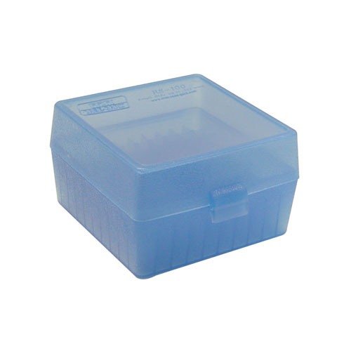 The MTM CASE-GARD Flip Top Ammo Box is durable, spill-resistant, and features a 25-year hinge guarantee, perfect for storing 100 rounds of various cartridges.